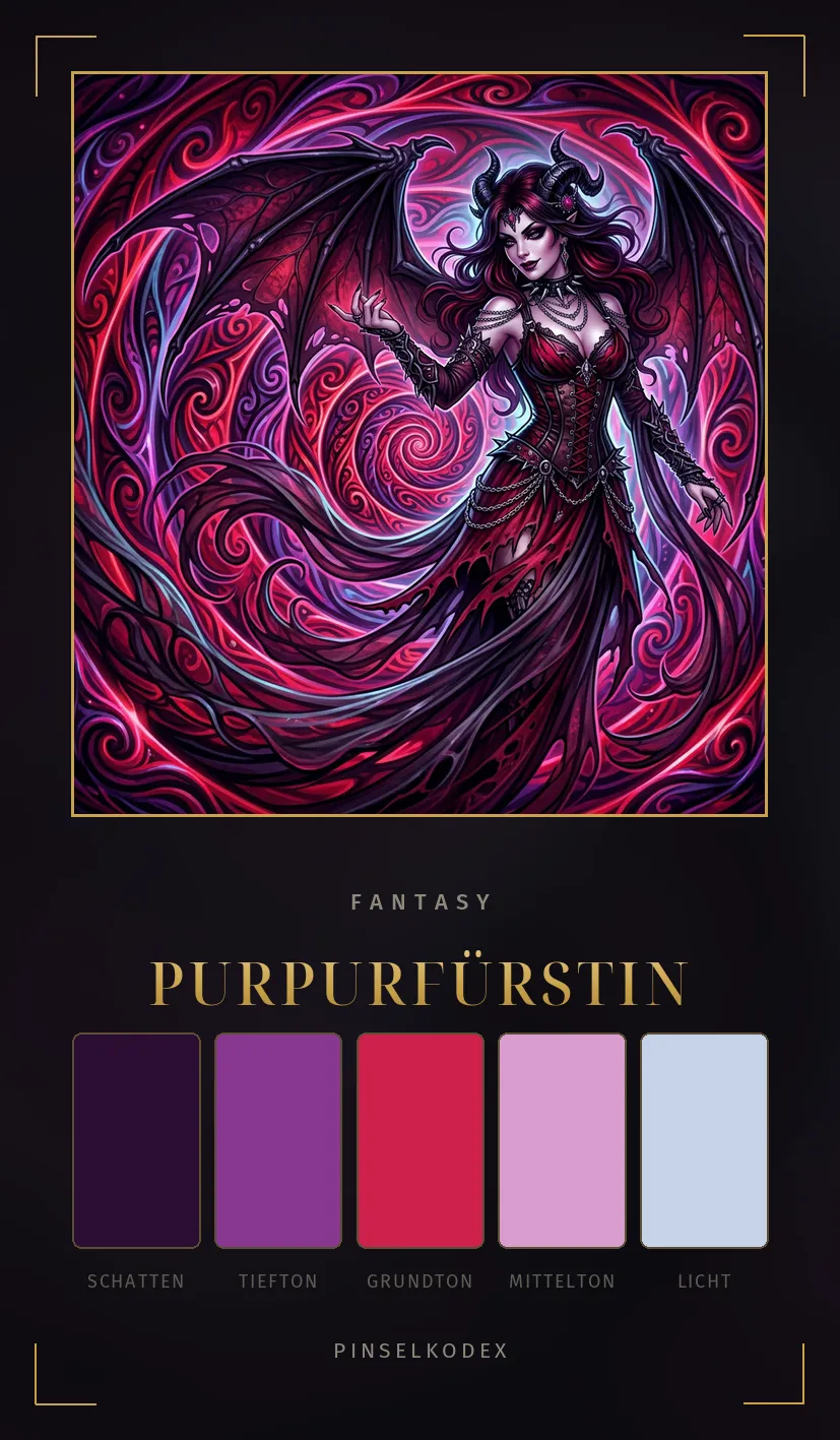 Karte Purpurfürstin: Magenta, Rosé und Rußschwarz