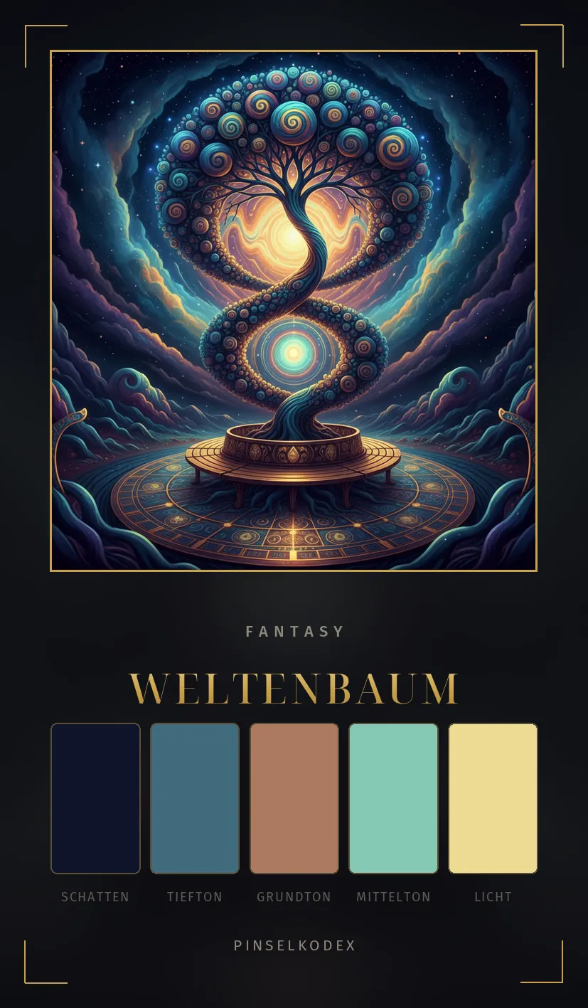 Karte Weltenbaum: Violette Mystik, goldene Bahnen