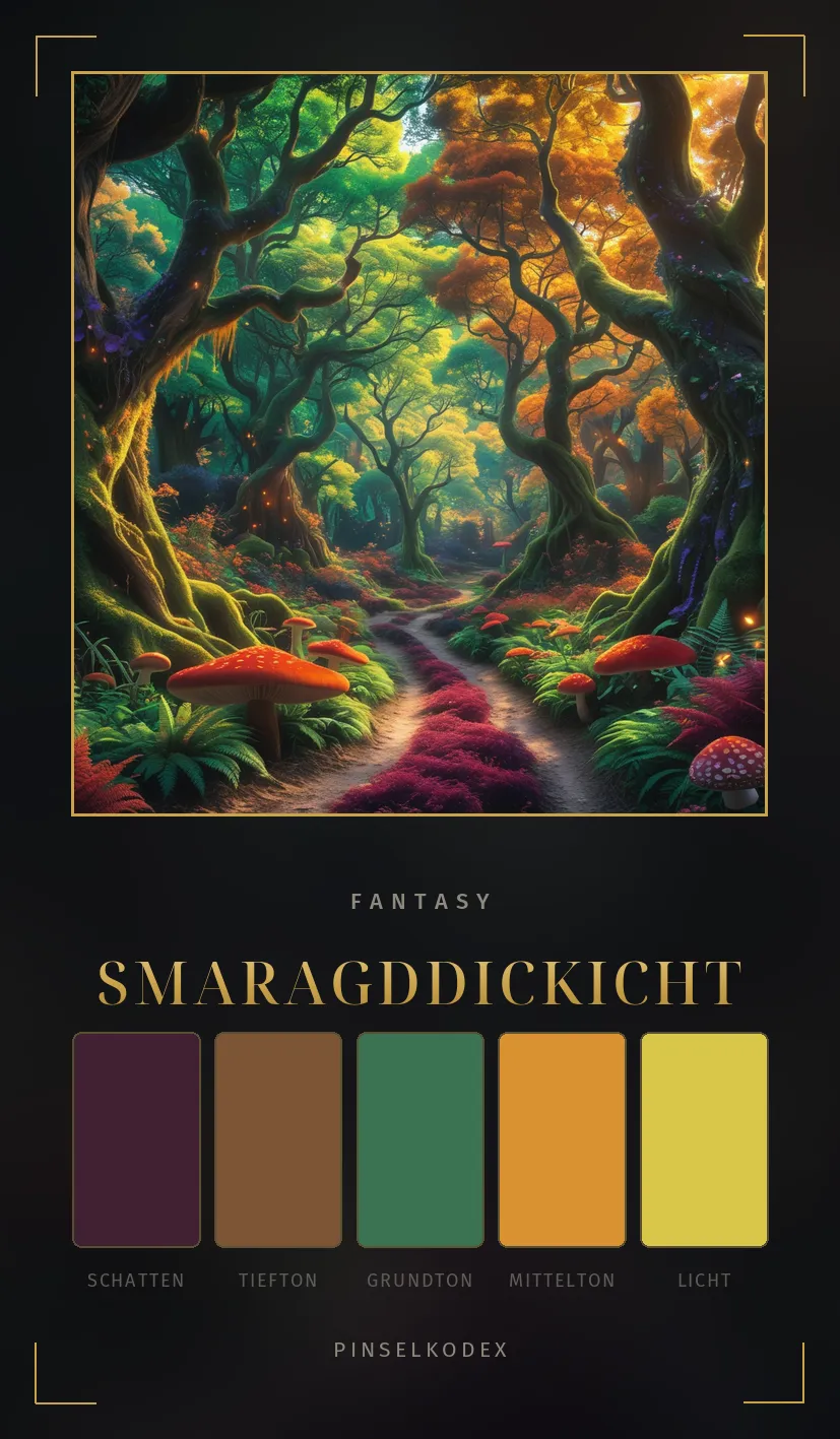 Karte Smaragddickicht: Sattes Grün, Rost und Gold