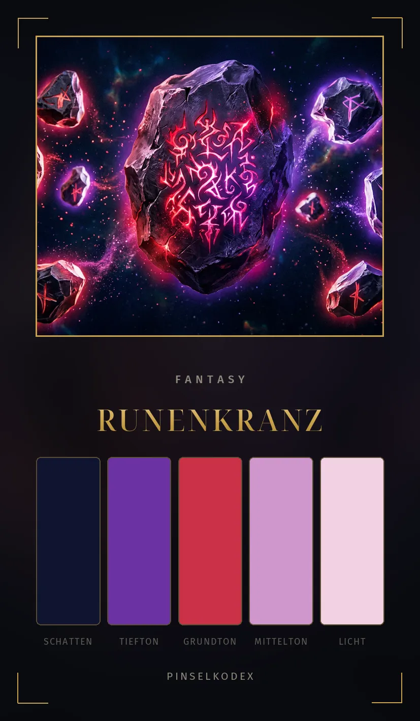 Karte Runenkranz: Obsidian mit karmesinroter Schrift