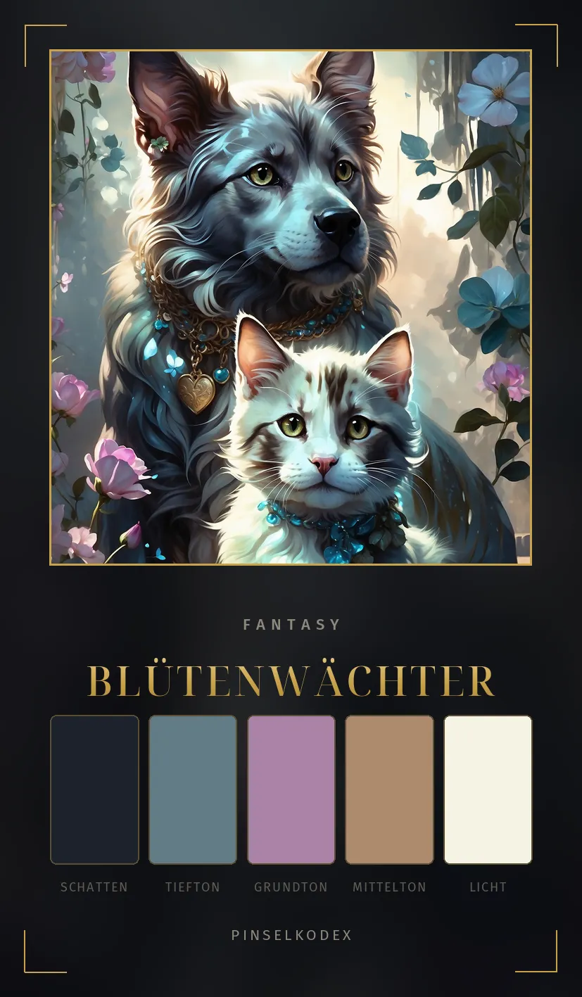 Karte Blütenwächter: Silberfell in Pastellblüten