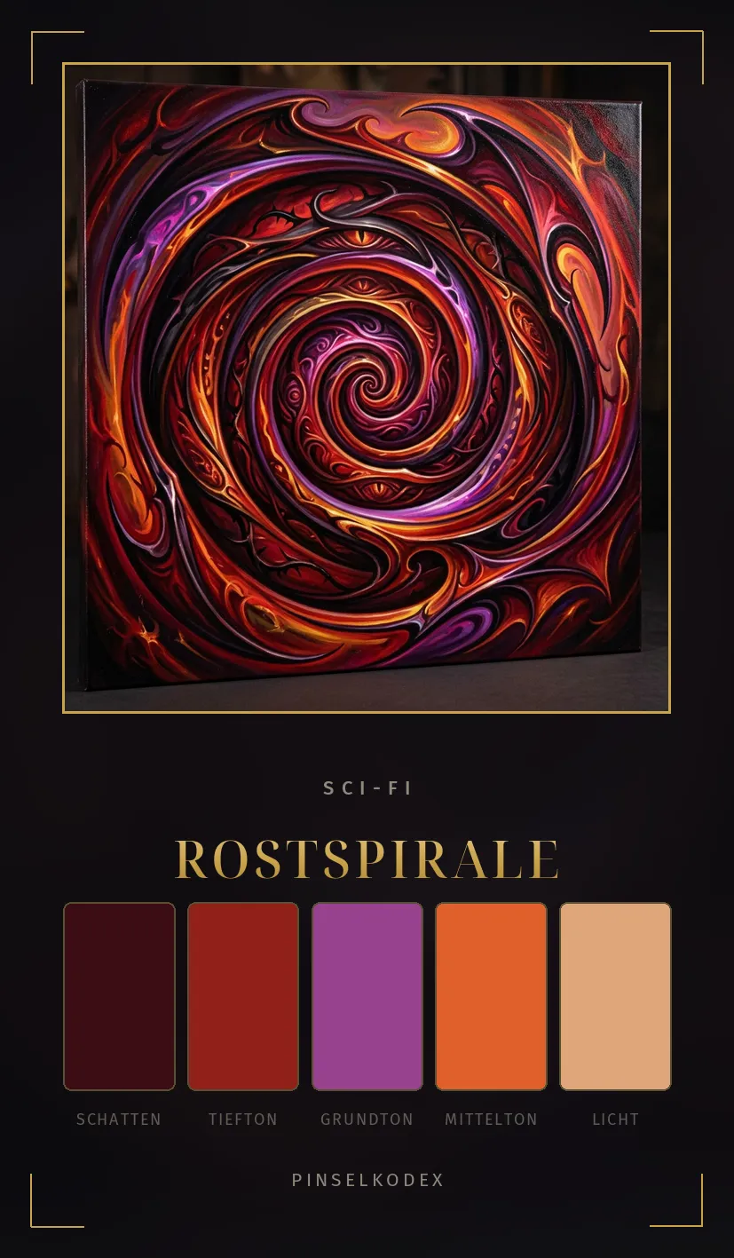 Karte Rostspirale: Zinnober, Rost und Messing