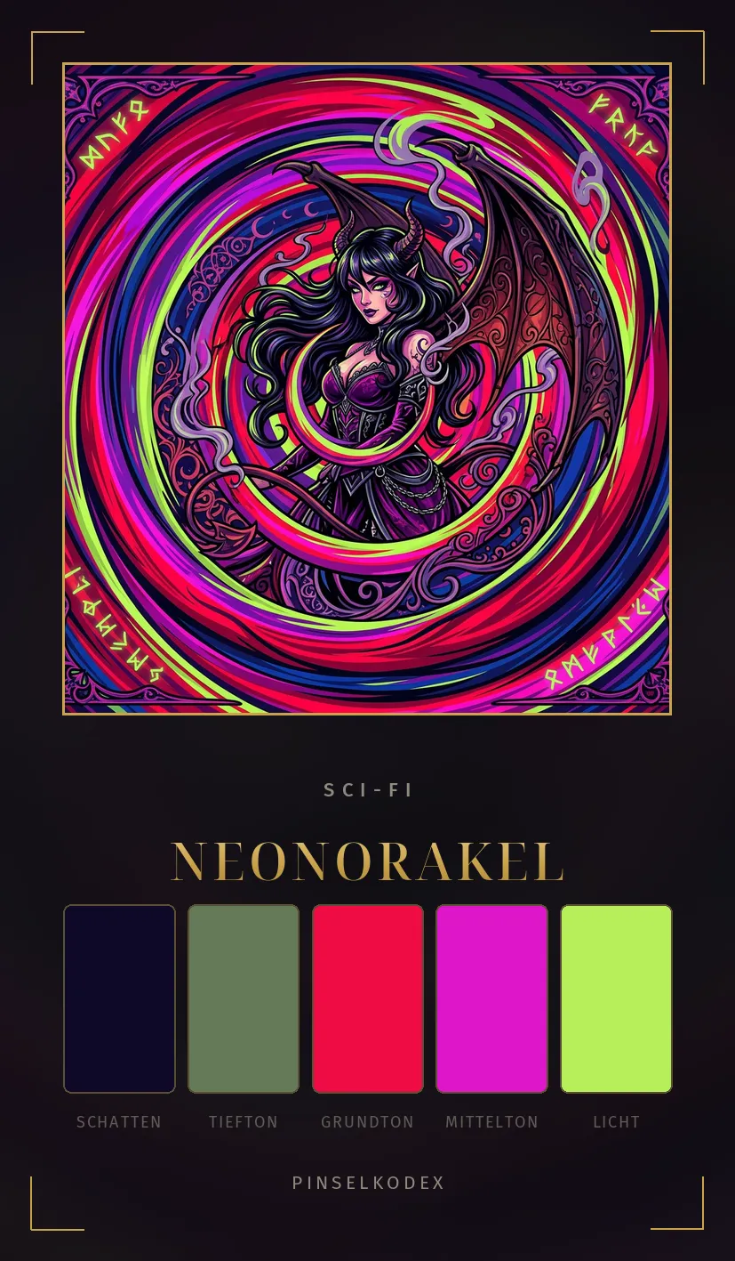 Karte Neonorakel: Grellpink, Cyan, Limette