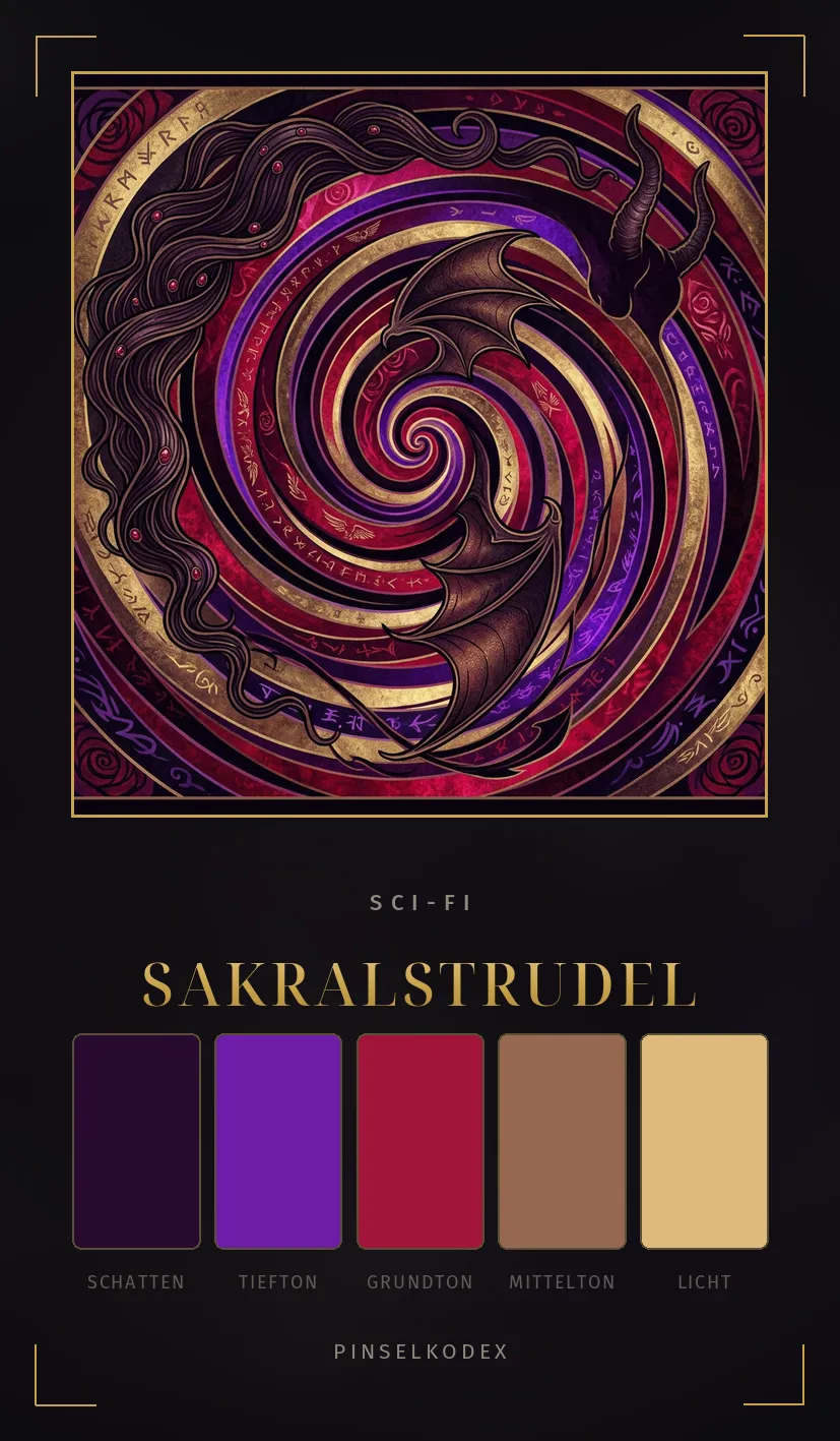 Karte Sakralstrudel: Altgold und getrocknetes Blut