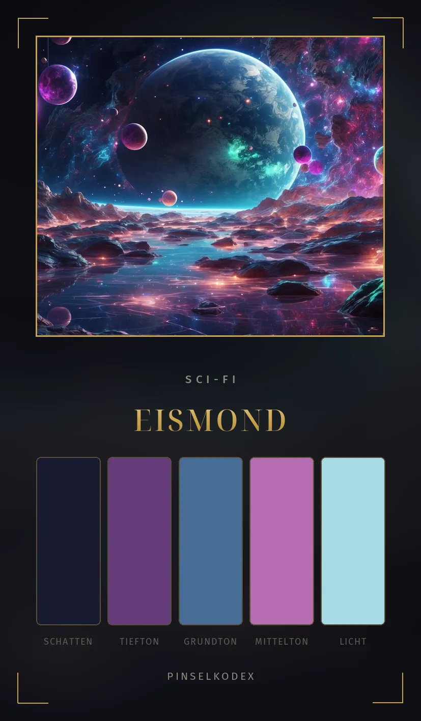 Karte Eismond: Blaugrau und kalter Bogen