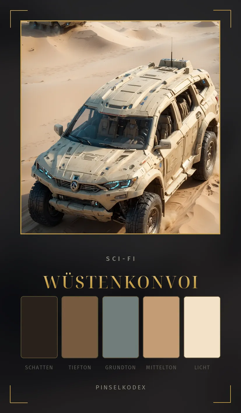 Karte Wüstenkonvoi: Sandbeige, Staub und Rost