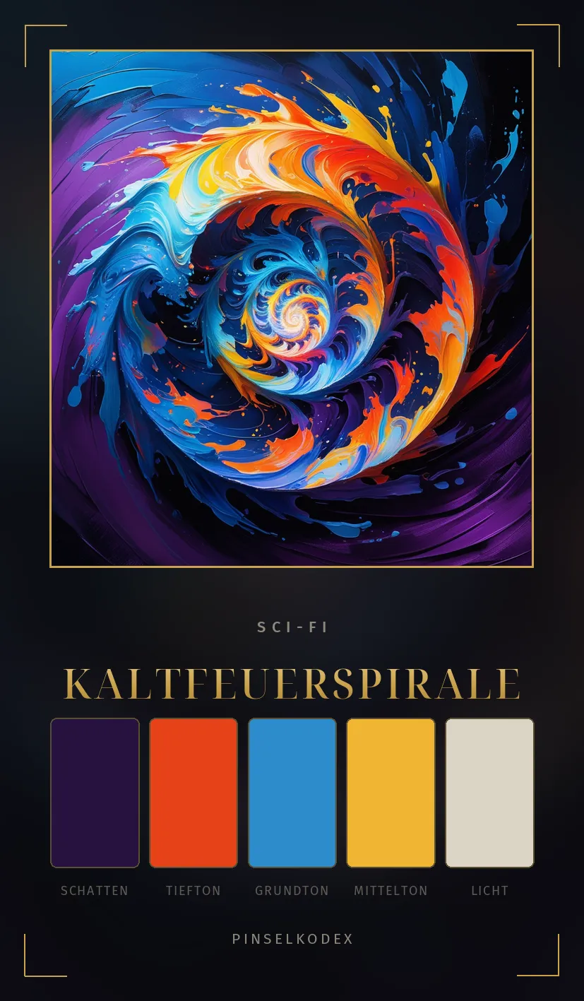 Karte Kaltfeuerspirale: Orangekern in blauer Schale