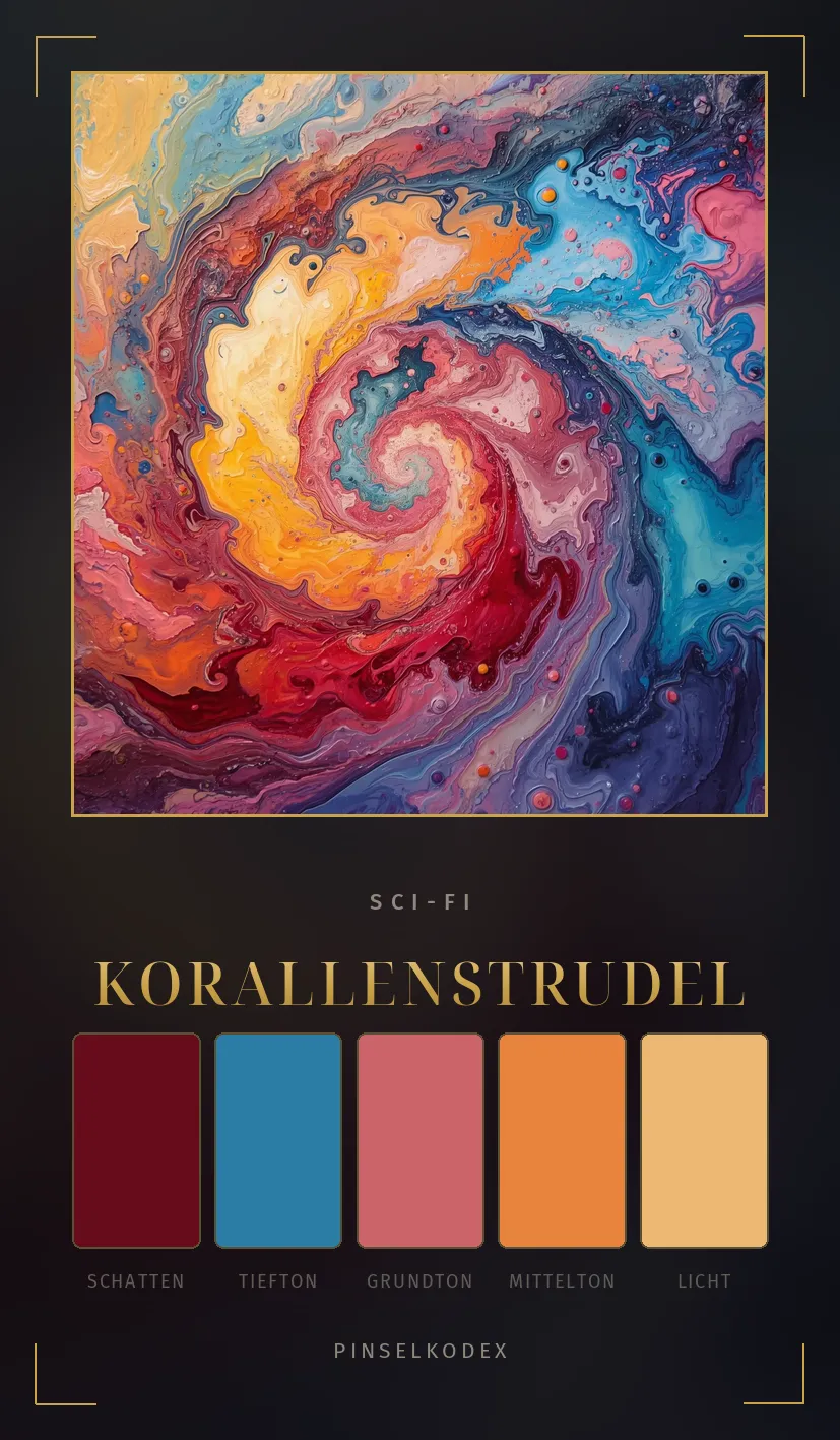 Karte Korallenstrudel: Koralle, Ocker und Stahlblau