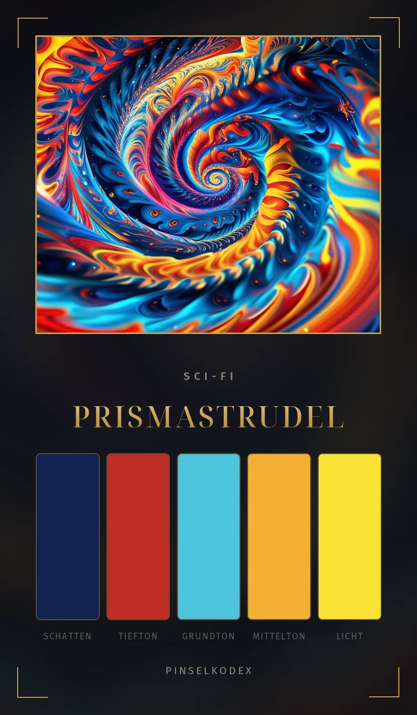 Karte Prismastrudel: Rot, Gelb und Blau ineinander